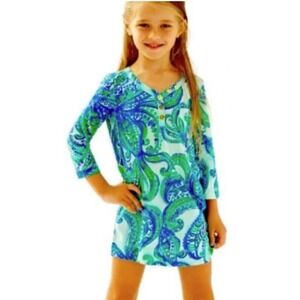 Lilly Pulitzer Kids Girls 3T 4T 5T 6 7 8 Blue Green Paisley Print Tunic Dress